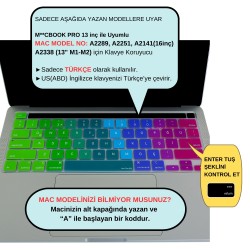 Macbook Pro Klavye Koruyucu 13inç M1-M2 (US to TR) Dazzle A2338 A2289 A2251 A2141 ile Uyumlu