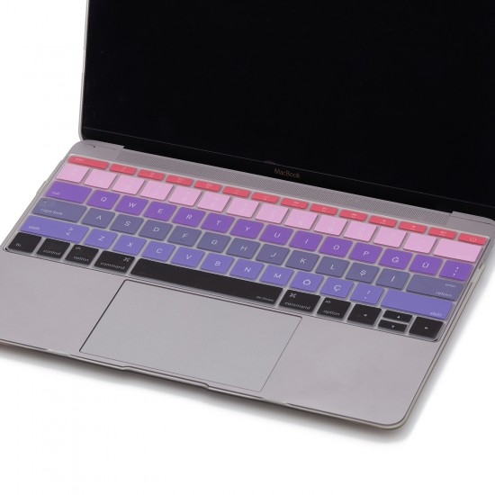 Laptop MacBook Pro Klavye Koruyucu 13inc A1708 12inc A1534 Uyumlu İngilizce Türkçe Baskı Ombre Laptop MacBook Pro Klavye Koruyucu 13inc A1708 12inc A1534 Uyumlu İngilizce Türkçe Baskı Ombre