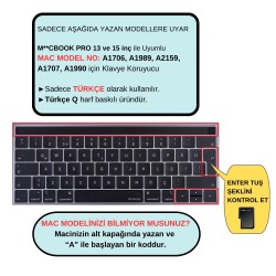 Macbook Pro Klavye Koruyucu (Türkçe Q) 13inç A1706 A1989 A2159-15inç A1707 A1990 ile Uyumlu Ombre