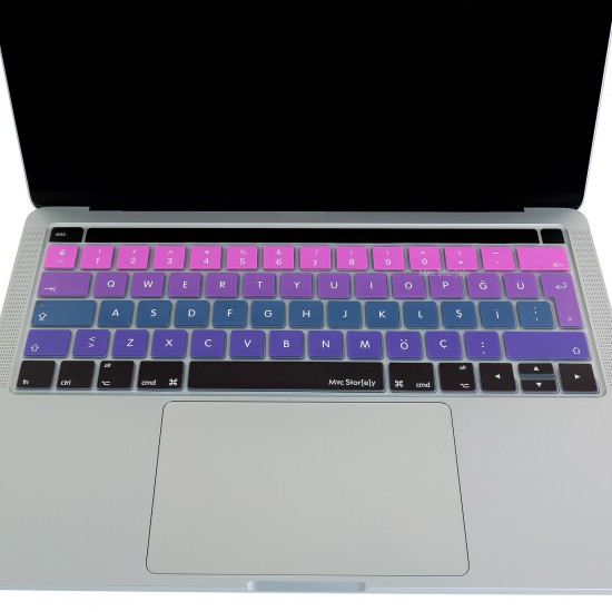 Macbook Pro Klavye Koruyucu (Türkçe Q) 13inç A1706 A1989 A2159-15inç A1707 A1990 ile Uyumlu Ombre