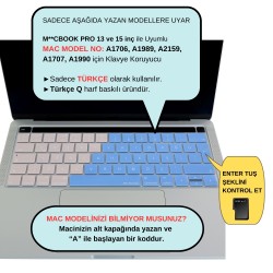 Macbook Pro Klavye Koruyucu (Türkçe Q) Touchbarlı A1706 A1989 A2159 A1707 A1990 ile Uyumlu R.Powder