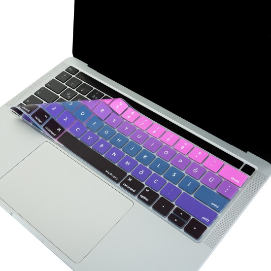 MacBook Pro US İngilizce Türkçe Renkli Klavye Koruyucu Silikon A1706 A1989 A2159 A1707 A1990