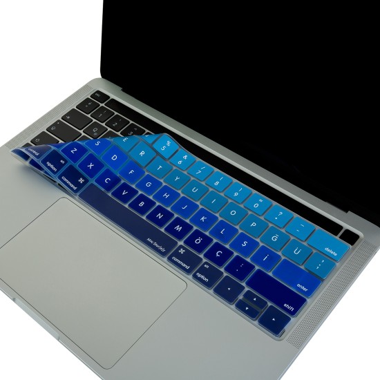 MacBook Pro US İngilizce Türkçe Renkli Klavye Koruyucu Silikon A1706 A1989 A2159 A1707 A1990