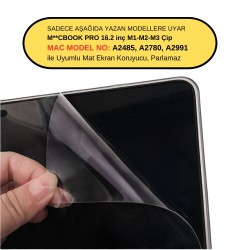 Macbook Pro Mat Ekran Koruyucu 16 inç M1-M2-M3 (TouchID'li Pro) A2485 A2780 A2991 ile Uyumlu