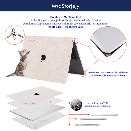 Macbook Pro Kılıf 13 inç Flax (Eski HDMI'lı Model 2012-2015) A1425 A1502 ile Uyumlu