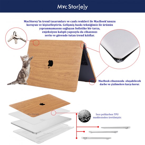 Macbook Pro Kılıf 13 inç A1425 A1502 ile Uyumlu 2012/2015 Wood