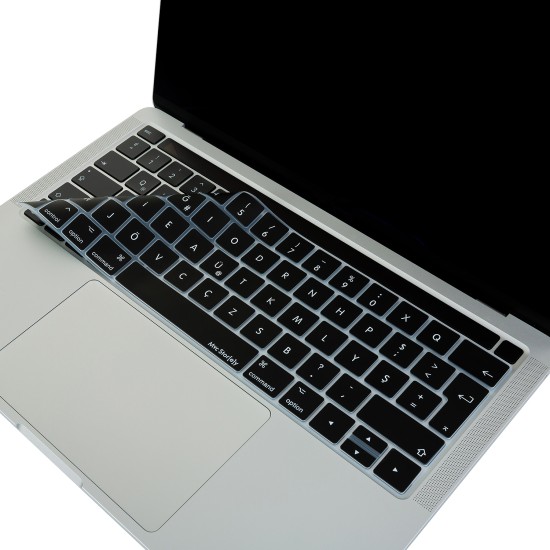 MacBook Pro Türkçe F Silikon Klavye Koruyucu UK Düzen Touch Bar Uyumlu