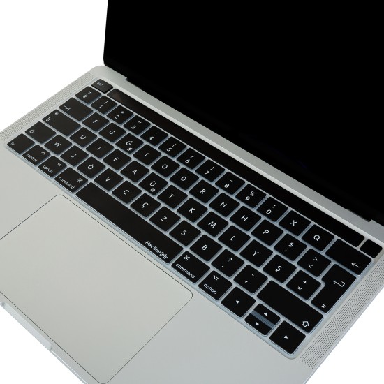 MacBook Pro Türkçe F Silikon Klavye Koruyucu UK Düzen Touch Bar Uyumlu