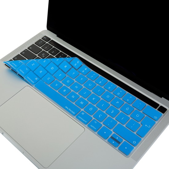 MacBook Pro Türkçe Q Silikon Klavye Koruyucu Ters L Enter Touch Bar Uyumlu
