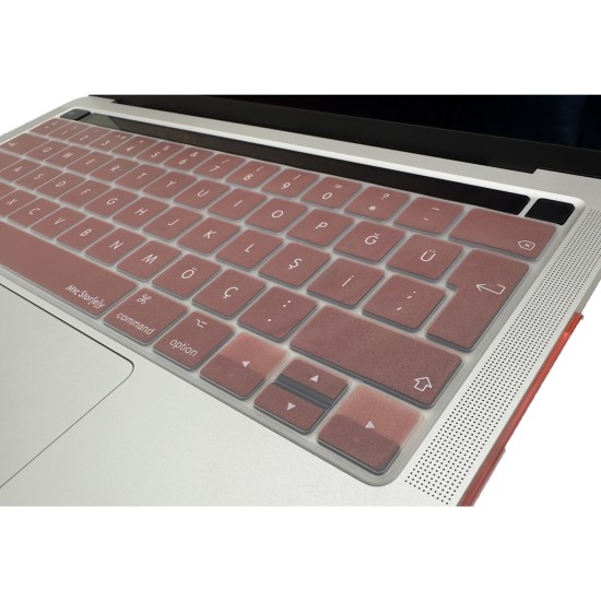 MacBook Pro Türkçe Q Silikon Klavye Koruyucu Ters L Enter Touch Bar Uyumlu