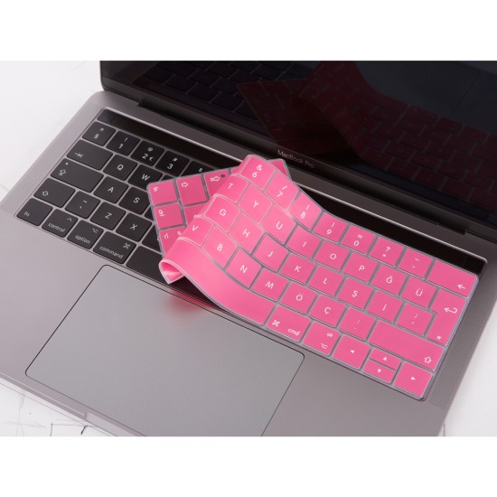 MacBook Pro Türkçe Q Silikon Klavye Koruyucu Ters L Enter Touch Bar Uyumlu