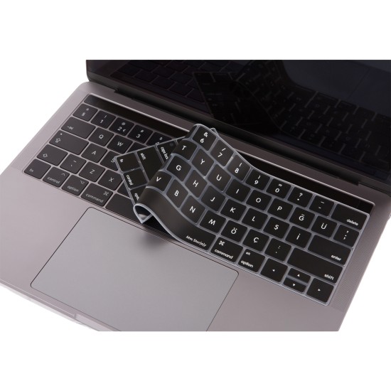 MacBook Pro Türkçe Q Silikon Klavye Koruyucu US Enter Touch Bar Uyumlu