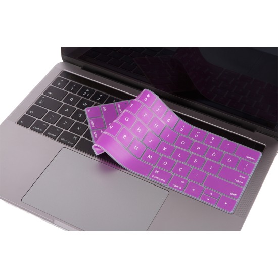 MacBook Pro Türkçe Q Silikon Klavye Koruyucu US Enter Touch Bar Uyumlu