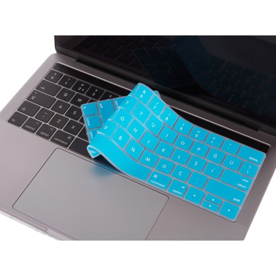 MacBook Pro Türkçe Q Silikon Klavye Koruyucu US Enter Touch Bar Uyumlu