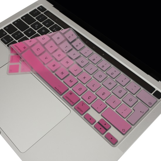 MacBook Pro Türkçe Q UK ISO Ters L Enter Uyumlu İnce Silikon Klavye Koruyucu
