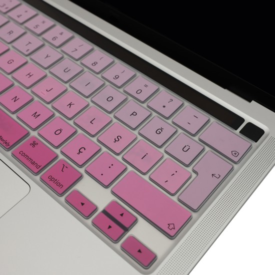 MacBook Pro Türkçe Q UK ISO Ters L Enter Uyumlu İnce Silikon Klavye Koruyucu