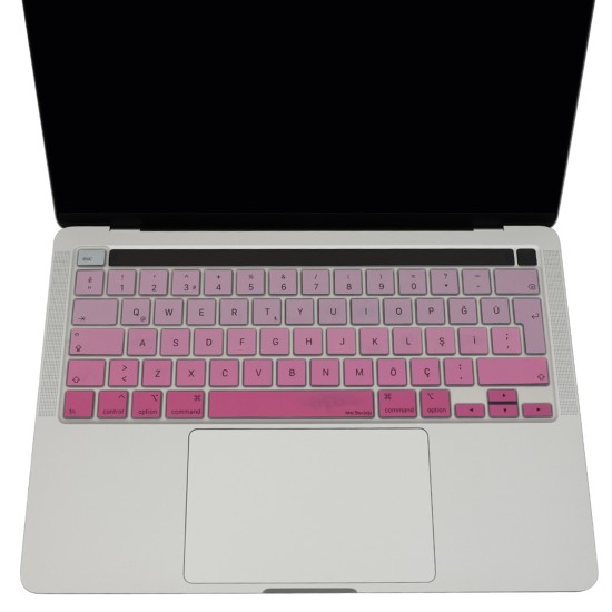 MacBook Pro Türkçe Q UK ISO Ters L Enter Uyumlu İnce Silikon Klavye Koruyucu