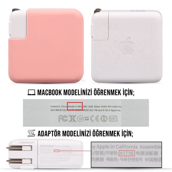 MacBook Şarj Aleti Kılıfı MacBook Air Şarj Aleti Silikon Kılıfı MagSafe 1-2 45W Uyumlu A1374 A1436