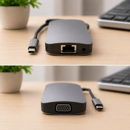 MacBook Uyumlu 10'u 1 Arada USB C Hub Type C HDMI VGA RJ45 Ethernet SD TF PD 100W USB 3.0 Çoklayıcı Dönüştürücü Adaptör