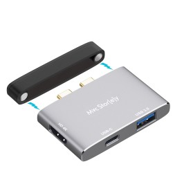 MacBook Uyumlu Dual USB-C Hub 4K HDMI USB 3.0 PD Şarj Destekli Alüminyum Çoklayıcı