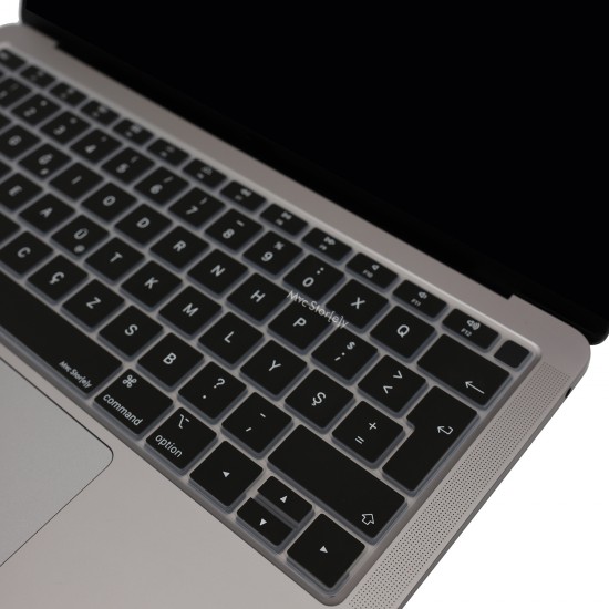 F Klavye Macbook Air M1 13inç Kılıfı TouchID'li DaktiloTip A2337 A2179 A1932 ile Uyumlu