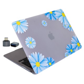 MacBook Air 13.6 M2 M3 M4 Uyumlu Mat Çiçek Desenli Sert Kılıf