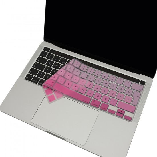 Macbook Pro Klavye Kılıfı 13 inç M1-M2 Türkçe Q Baskı A2289 2251 A2338 2141 Uyumlu Gradient