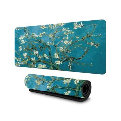 Mouse Pad Mouse Altlığı 60x30 3mm Kaymaz Kauçuk Taban Van Gogh Desenli Yıkanabilir Gaming