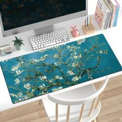 Mouse Pad Mouse Altlığı 60x30 3mm Kaymaz Kauçuk Taban Van Gogh Desenli Yıkanabilir Gaming