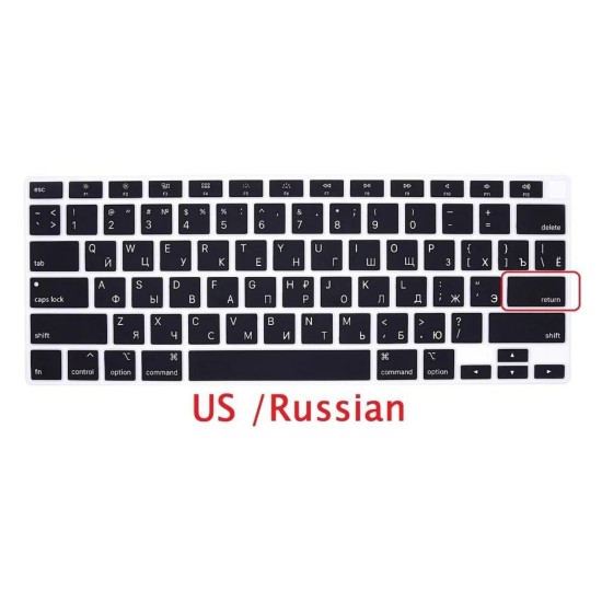 Rusça Klavye Koruyucu Macbook Air M1 13 inç 2020 (TouchID'li Air) A2337 A2179 US Enter ile Uyumlu
