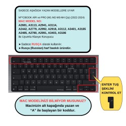 Rusça Klavye Koruyucu UK Macbook Air-Pro Kılıf M1-M2-M3-M4 (2021-2024 Yılı) (TouchID'li) ile Uyumlu Gradient