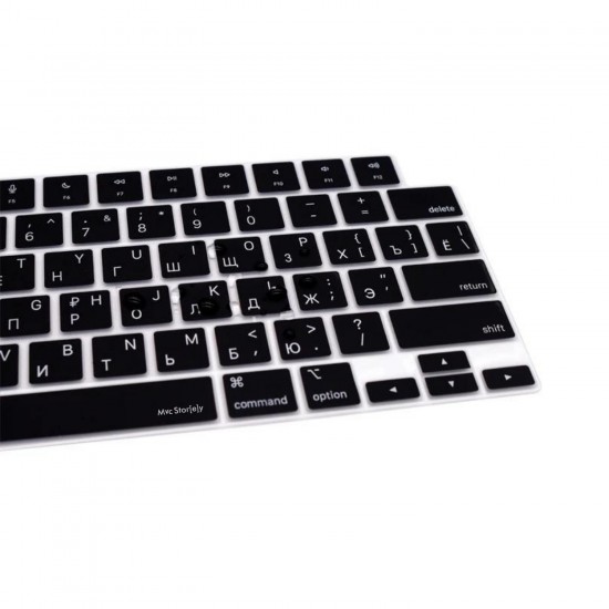 Rusça Klavye Koruyucu Macbook Air-Pro M1-M2-M3 (TouchID'li) A2681 A3113 A2941 A3114 A2442 A2779 A2992 A2918 A2485 A2780 A2991 US Enter ile Uyumlu