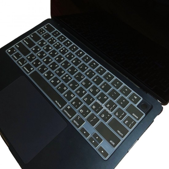 Rusça Klavye Koruyucu Macbook Air-Pro M1-M2-M3 (TouchID'li) A2681 A3113 A2941 A3114 A2442 A2779 A2992 A2918 A2485 A2780 A2991 US Enter ile Uyumlu