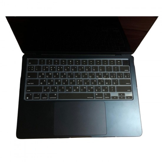 Rusça Klavye Koruyucu Macbook Air-Pro M1-M2-M3 (TouchID'li) A2681 A3113 A2941 A3114 A2442 A2779 A2992 A2918 A2485 A2780 A2991 US Enter ile Uyumlu