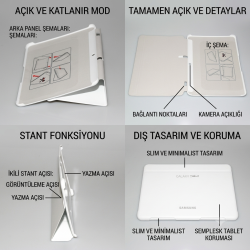 Samsung Uyumlu Galaxy Tab 2 10.1 Kılıf Book Cover Standlı GT-P5100 GT-P5110 P5113 Tablet Kılıfı - İnce Akıllı Koruma
