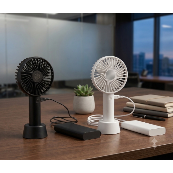 Şarjlı Mini El Vantilatörü USB Taşınabilir Masaüstü Fan 3 Kademeli Sessiz Soğutucu