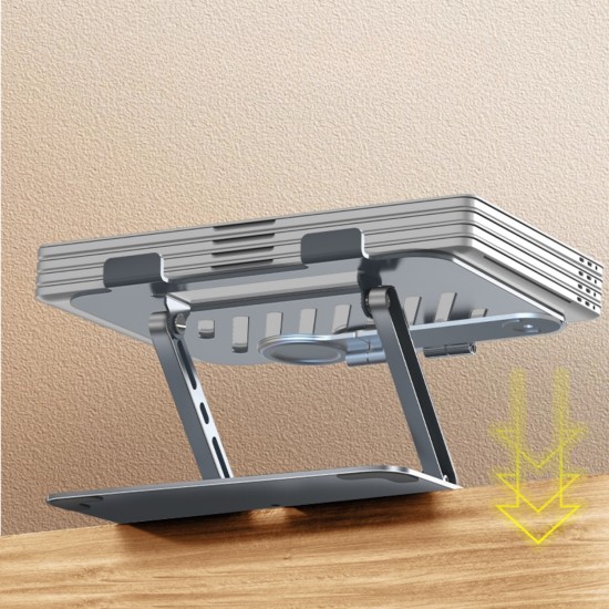 Laptop stand karbon çelik 360 derece döner magsafe telefon tutuculu