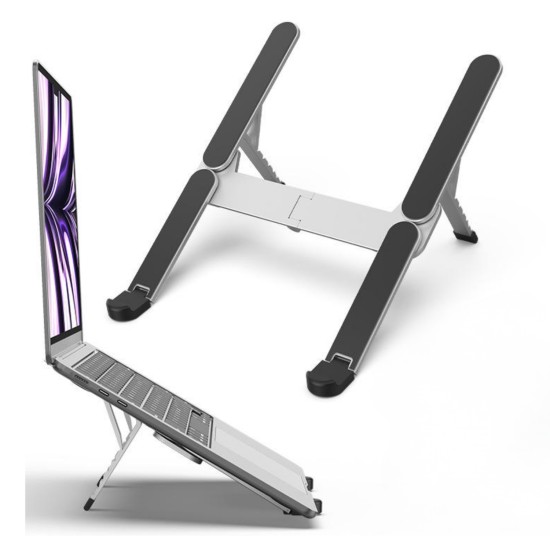 Katlanabilir alüminyum laptop stand 6 kademeli ergonomik kaymaz silikon cep boyu