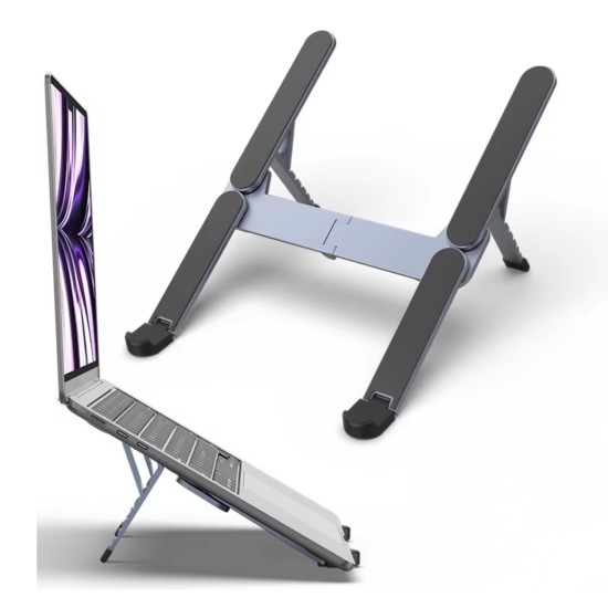 Katlanabilir alüminyum laptop stand 6 kademeli ergonomik kaymaz silikon cep boyu