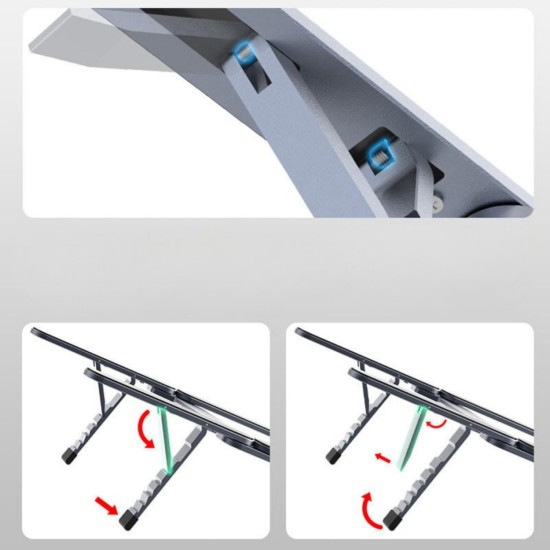 Katlanabilir alüminyum laptop stand 6 kademeli ergonomik kaymaz silikon cep boyu