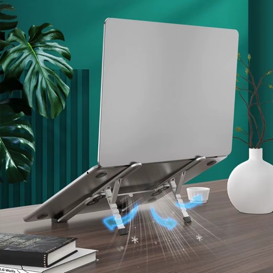 Katlanabilir alüminyum laptop stand 6 kademeli ergonomik kaymaz silikon cep boyu