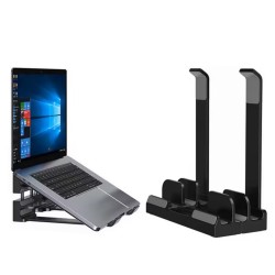 Laptop Dikey ve Eğimli Stand 3 Slotlu Ayarlanabilir PVC TPU Alaşım Masaüstü Organizer Telefon Tablet