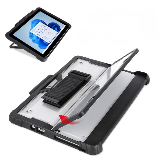Surface Pro 9/10/11 rugged kılıf 360° stand şeffaf arka panel