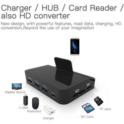 Telefon Tablet TV bağlamak için ara istasyon USB Hup HDMI çevirici SD MicroSD Kart Okuyucu