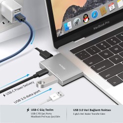 Type-C Adaptör USB Çoğaltıcı Çoklayıcı Type-C HDMI Çevirici 4K USB3.0 Daual Transfer