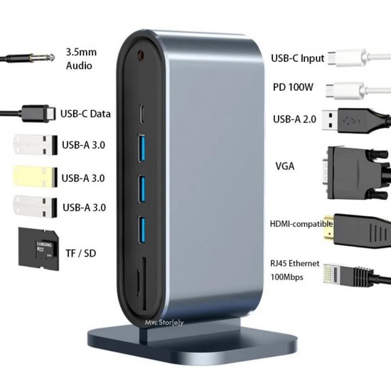 Type-C Adaptör USB Çoğaltıcı USB-C Hub USB HDMI VGA Ethernet Dönüştürücü Type-C Dock USB Hub