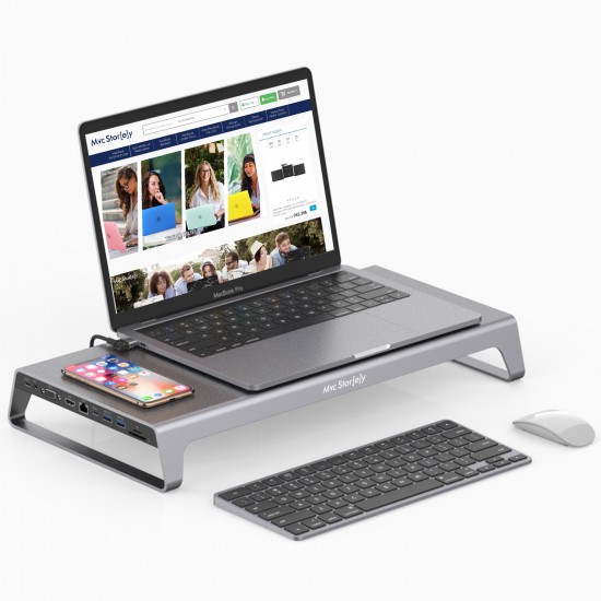 Laptop Standı Macbook Type-C Dönüştürücü Kablosuz Şarj Destekli VGA HDMI Dönüştürücü