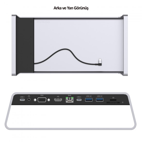 Laptop Standı Macbook Type-C Dönüştürücü Kablosuz Şarj Destekli VGA HDMI Dönüştürücü
