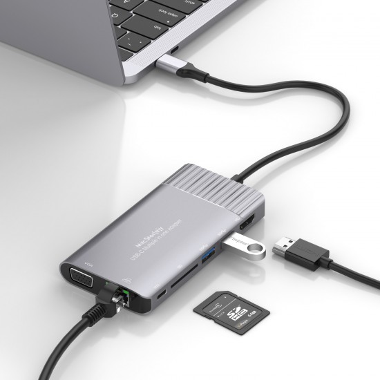 Type-C HDMI VGA Ethernet Dönüştürücü MacbookPro Stand USB 3.1 Kart Okuyucu 4K Full HD 1080P
