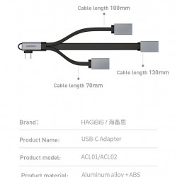 Type-C Adaptör USB Çoğaltıcı USB3.0 USB2.0 Destekli Portable Çoğaltıcı